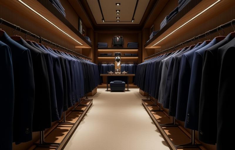 Interior view of The Tailored Gent store, showcasing suits