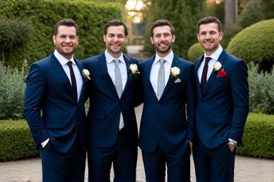 Groom and groomsmen in formal attire