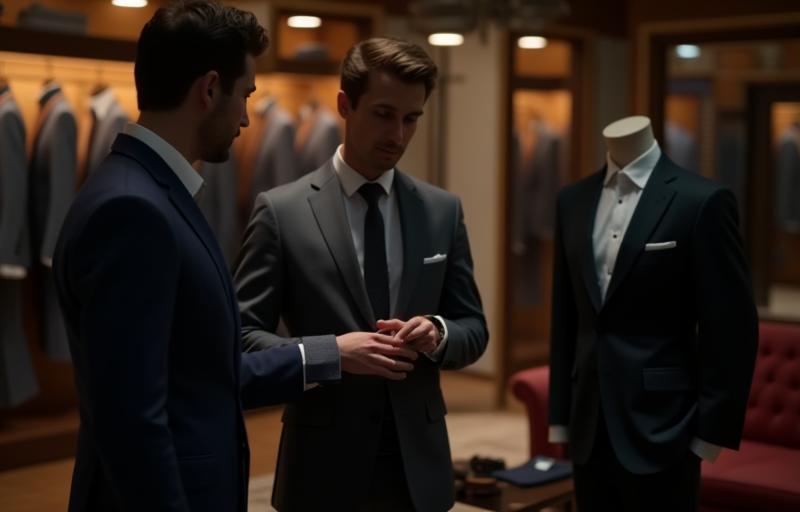 Client consulting with a tailor in the store